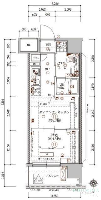 ベルシード綾瀬ドゥーエ♯R(1DK/8階)の間取り写真