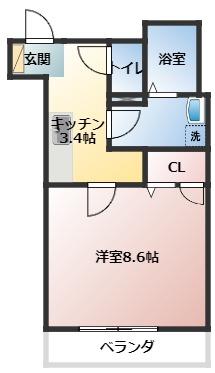 エリシオン(1K/1階)の間取り写真