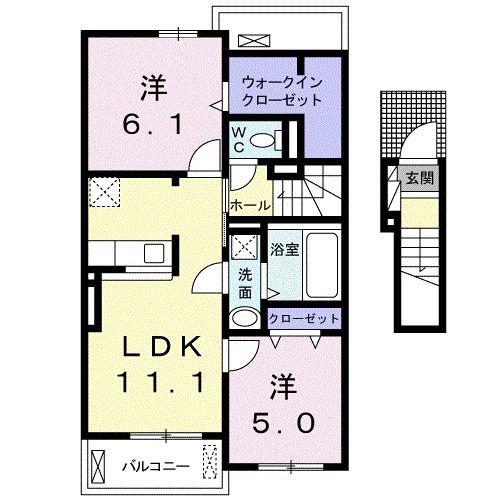 セントラルヒルズB(2LDK/2階)の間取り写真