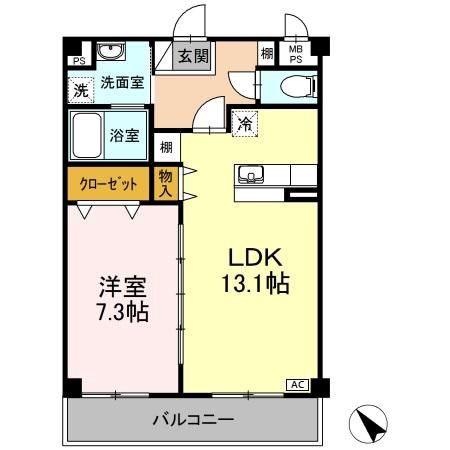 アベニュー初生(1LDK/2階)の間取り写真