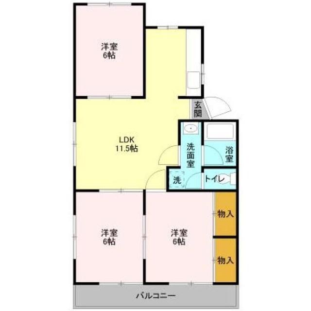 第3山忠マンション(3LDK/3階)の間取り写真