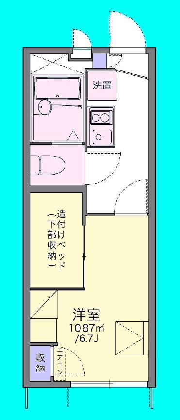 パーチェ作新台(1K/1階)の間取り写真