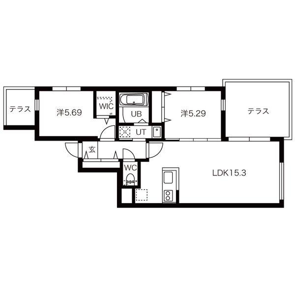AYA RESIDENCE (2LDK/1階)の間取り写真