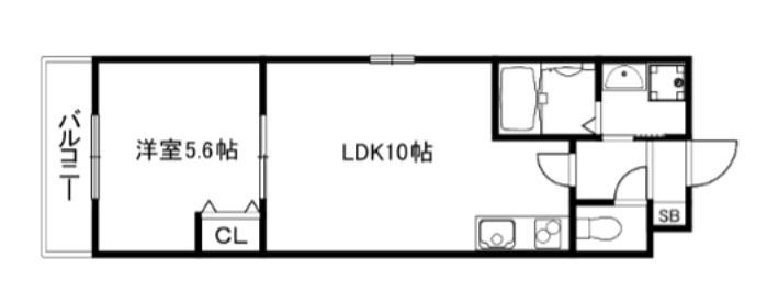 ソリティア梅小路(1LDK/1階)の間取り写真