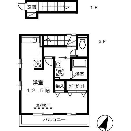 セジュール皆実(ワンルーム/2階)の間取り写真