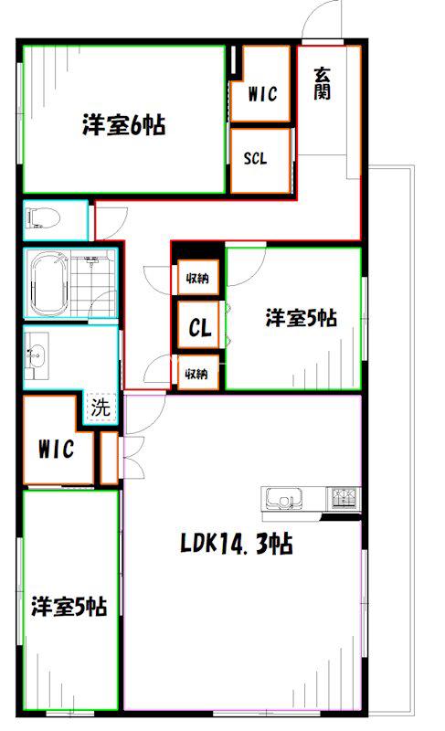 BRANCHE(3LDK/2階)の間取り写真