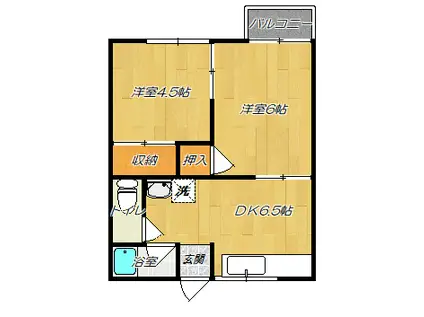 ロイヤル野崎(2DK/2階)の間取り写真