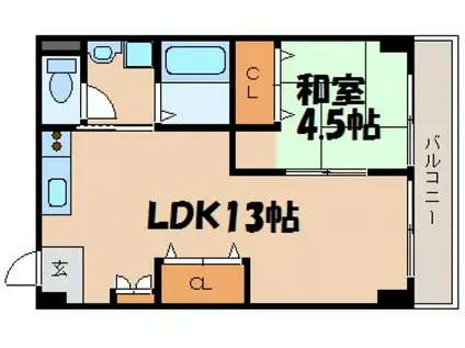 ヴィクトリーヒルズ(1LDK/4階)の間取り写真