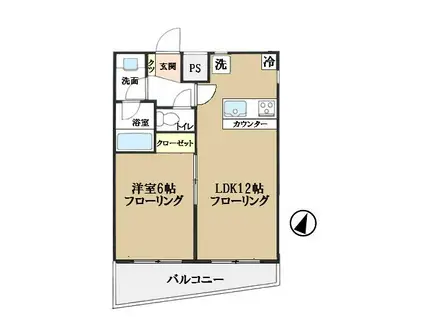 CREST代々木(1LDK/3階)の間取り写真