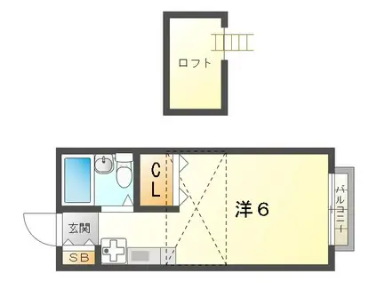 常盤ハイツ(ワンルーム/1階)の間取り写真