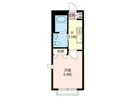 プレミール・T(1K/1階)の間取り写真