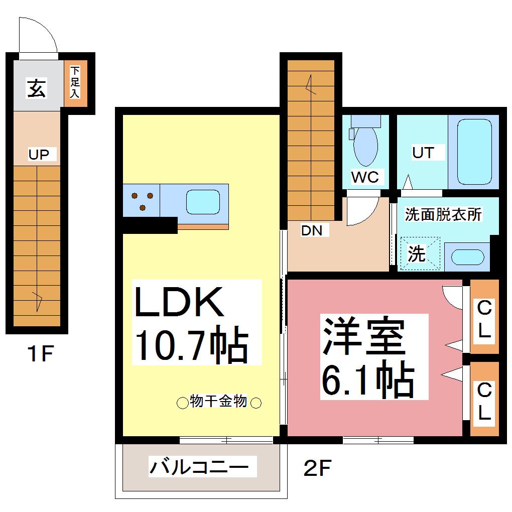 プロヌーブ和(1LDK/2階)の間取り写真