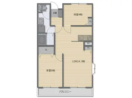 光マンション(2LDK/3階)の間取り写真