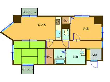 パレス栄町(2LDK/6階)の間取り写真