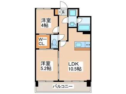 ヒルクレスト水前寺(2LDK/3階)の間取り写真