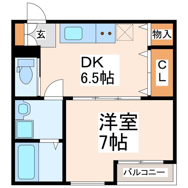 グランクリュ隈庄(1DK/1階)の間取り写真