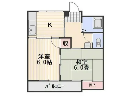川崎ビル(2DK/3階)の間取り写真