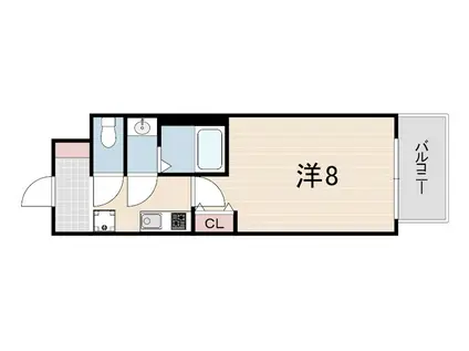 リヴィアス神戸SOLEIL(1K/6階)の間取り写真