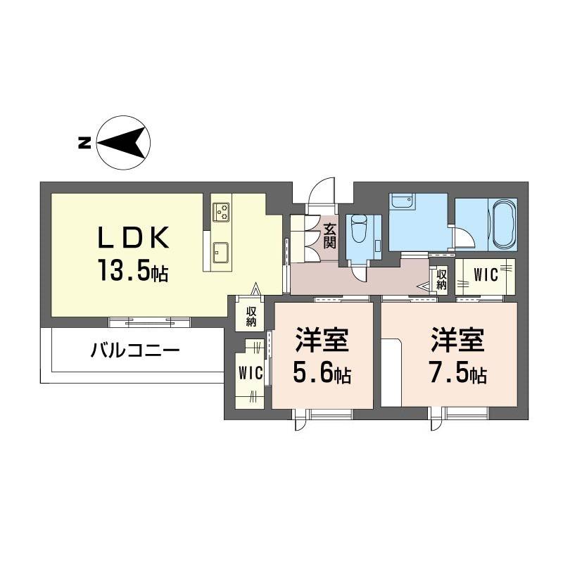 グランパーク阿佐ヶ谷(2LDK/4階)の間取り写真