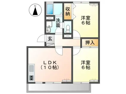 パークタウン桜堂 A(2LDK/2階)の間取り写真