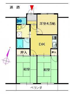 ヤタベマンション(3DK/2階)の間取り写真