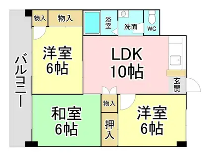 関門スカイプラザビル(3LDK/4階)の間取り写真
