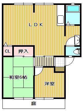 グリーンヒルズ九重田A棟(2LDK/1階)の間取り写真