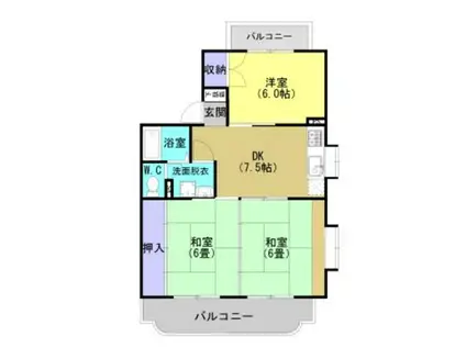 ビューヒルズ(3DK/2階)の間取り写真