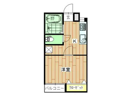 インペリアル長命(1K/4階)の間取り写真