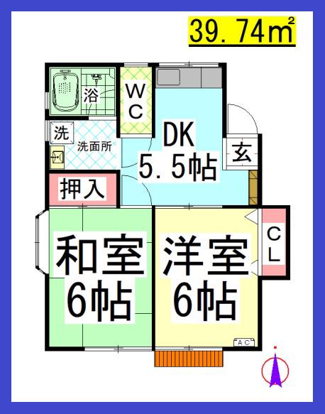 SM IBIS HAITUB/アイビスハイツ (2DK/2階)の間取り写真