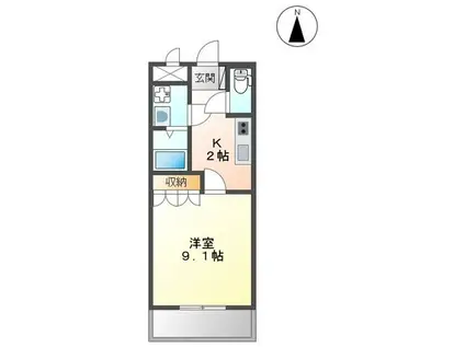 レインボーパレスI(1K/2階)の間取り写真