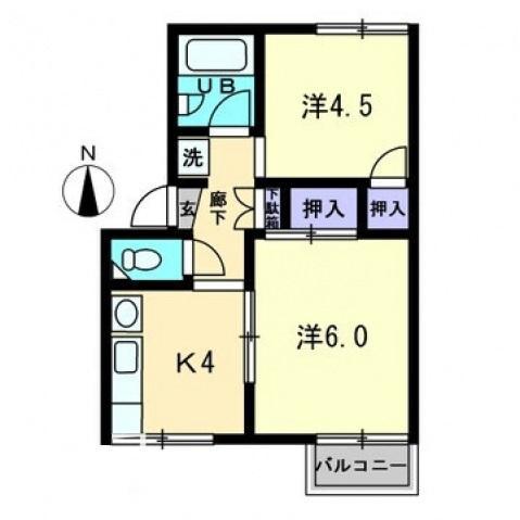 RAFFLES ELEGANCE(2DK/1階)の間取り写真