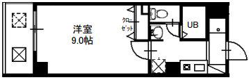 Mプラザ布施弐番館(1K/9階)の間取り写真