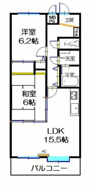サンシティ東桜町(2LDK/3階)の間取り写真