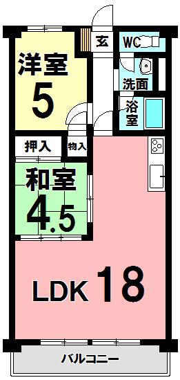 サンスペリオ(2LDK/4階)の間取り写真