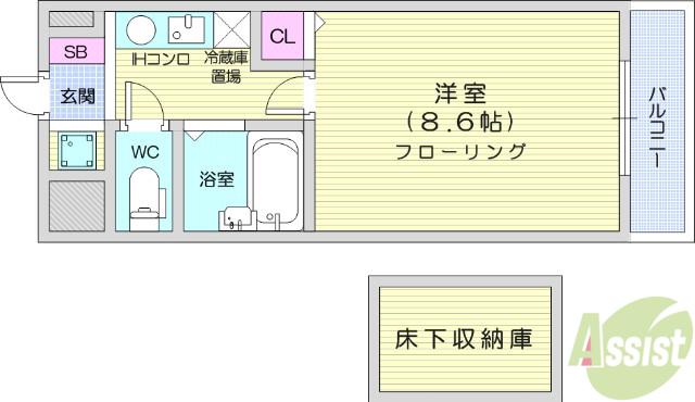 ルーメスト原町(1K/2階)の間取り写真
