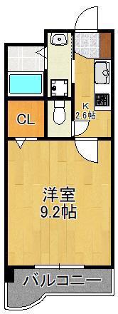 フリーアメニティーONE(1K/2階)の間取り写真