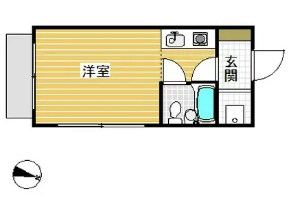 上沢ハイツ(ワンルーム/1階)の間取り写真