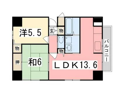 サンテデーレしかま(2LDK/7階)の間取り写真