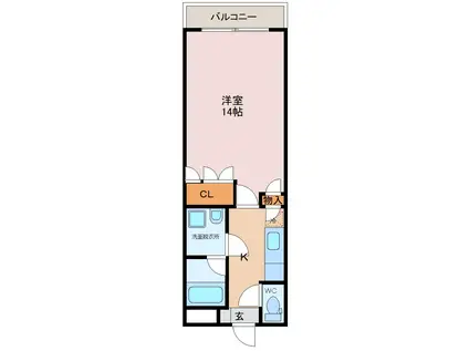 グランヴィア黒瀬(1K/2階)の間取り写真