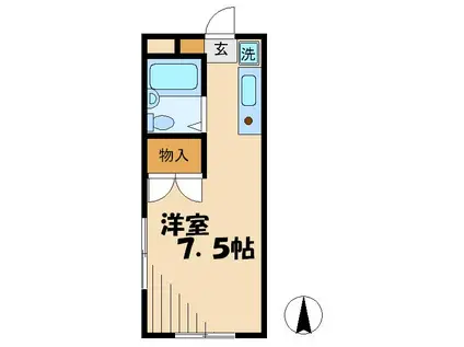 エステートアイ(ワンルーム/1階)の間取り写真