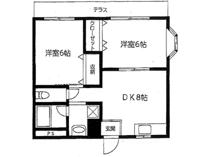 フィールドセントラル(2DK/1階)の間取り写真
