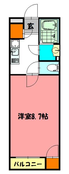 クレイノルピナス参番館(1K/1階)の間取り写真