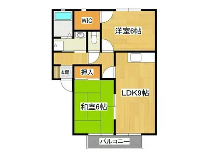 パーシモン・ヴィレッジ(2LDK/2階)の間取り写真