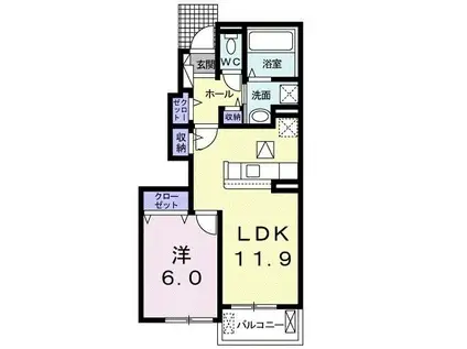 JR福知山線 篠山口駅 バス乗車時間:10分 最寄りバス停で下車 徒歩2分 2階建 築6年(1LDK/1階)の間取り写真