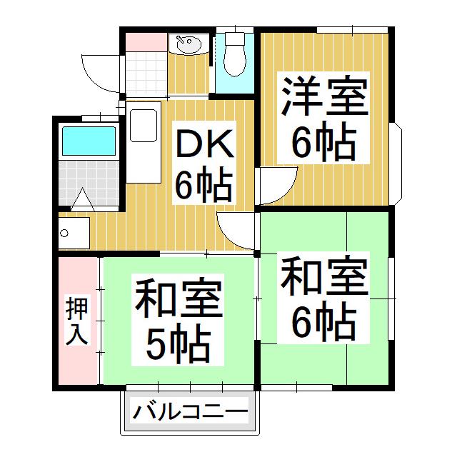 美さきAP(3DK/1階)の間取り写真