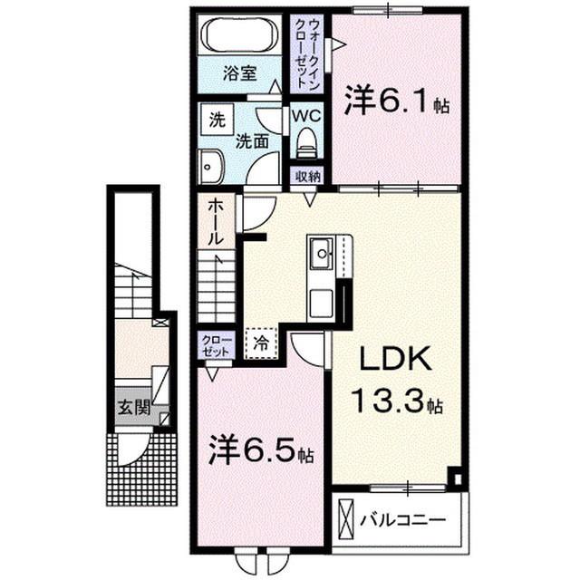 富夢想家 十一番館(2LDK/2階)の間取り写真