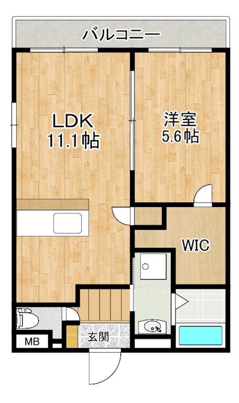 ソフィア21合川(1LDK/1階)の間取り写真