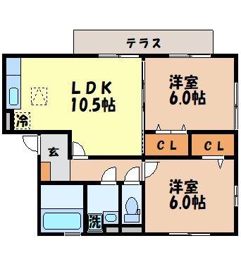 メルベーユ久良木(2LDK/1階)の間取り写真