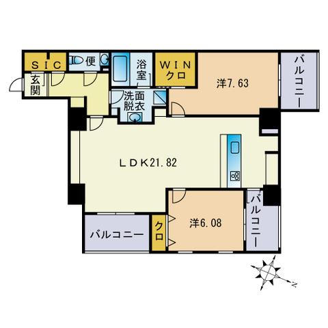 RLIV KUSAGAE(2LDK/2階)の間取り写真